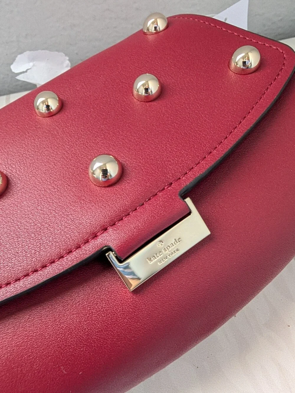 NWT Kate Spade KP183 Ali Studded Mini Crossbody Shoulder Bag In Red Jam